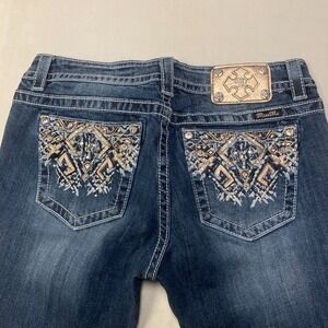 Y2K Miss Me Signature Boot Jeans Women's 32x34 Bling Studded Jeweled Rhinestones